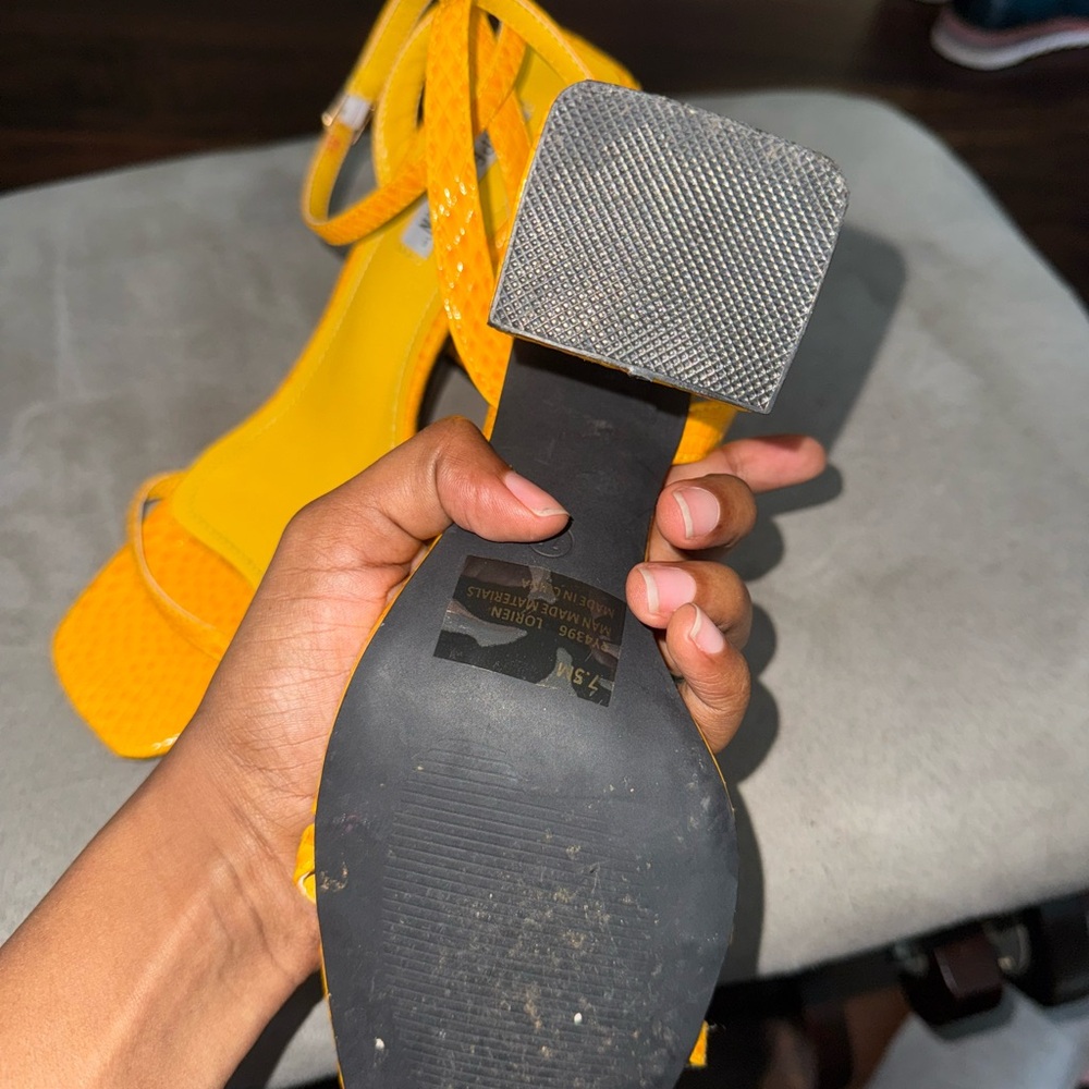 Yellow Strappy Heeled Sandals
